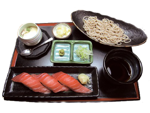 マグロ握り寿司そばセット